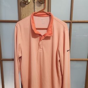 Nike Men's Coral Long Sleeve Polo Size Large